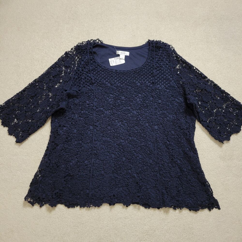 NWT CJ Banks 3X Tank Crochet Lace Overlay Top Set 3/4 Sleeve Pullover Scoop Neck